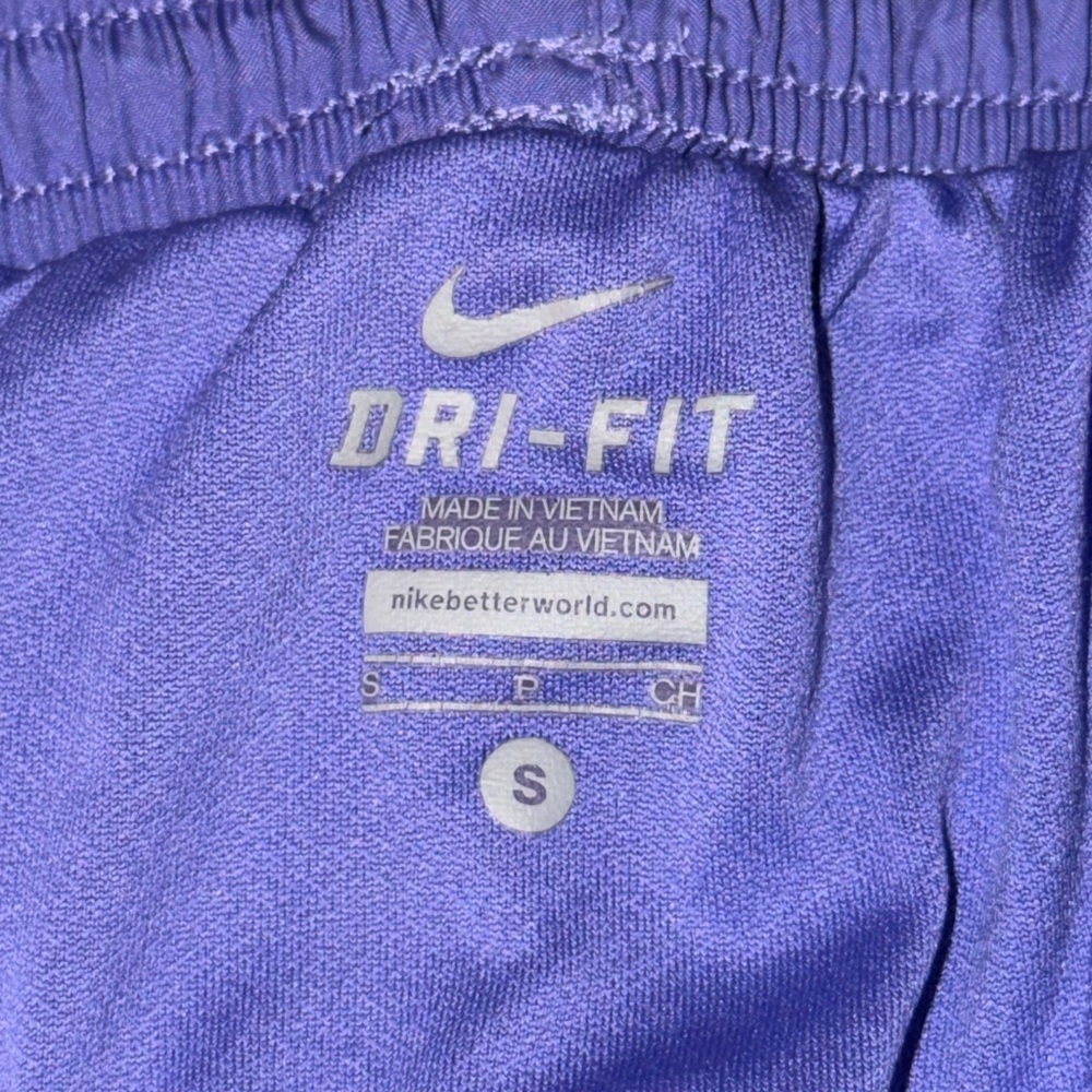 Nike Women’s Purple Athletic Shorts with Neon Yellow Trim - Picture 5 of 7